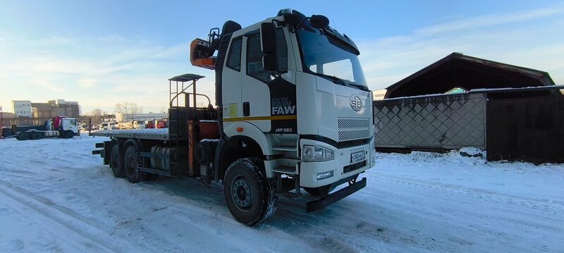 Айсин W0 на шасси FAW CA 3250 6x4 Бортовой с КМУ — фото 2